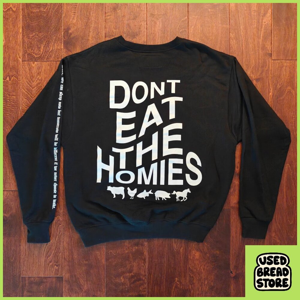 Rare Don't Eat the Homies Sweatshirt Vegan Streetwear XL Black Embroidered Logo